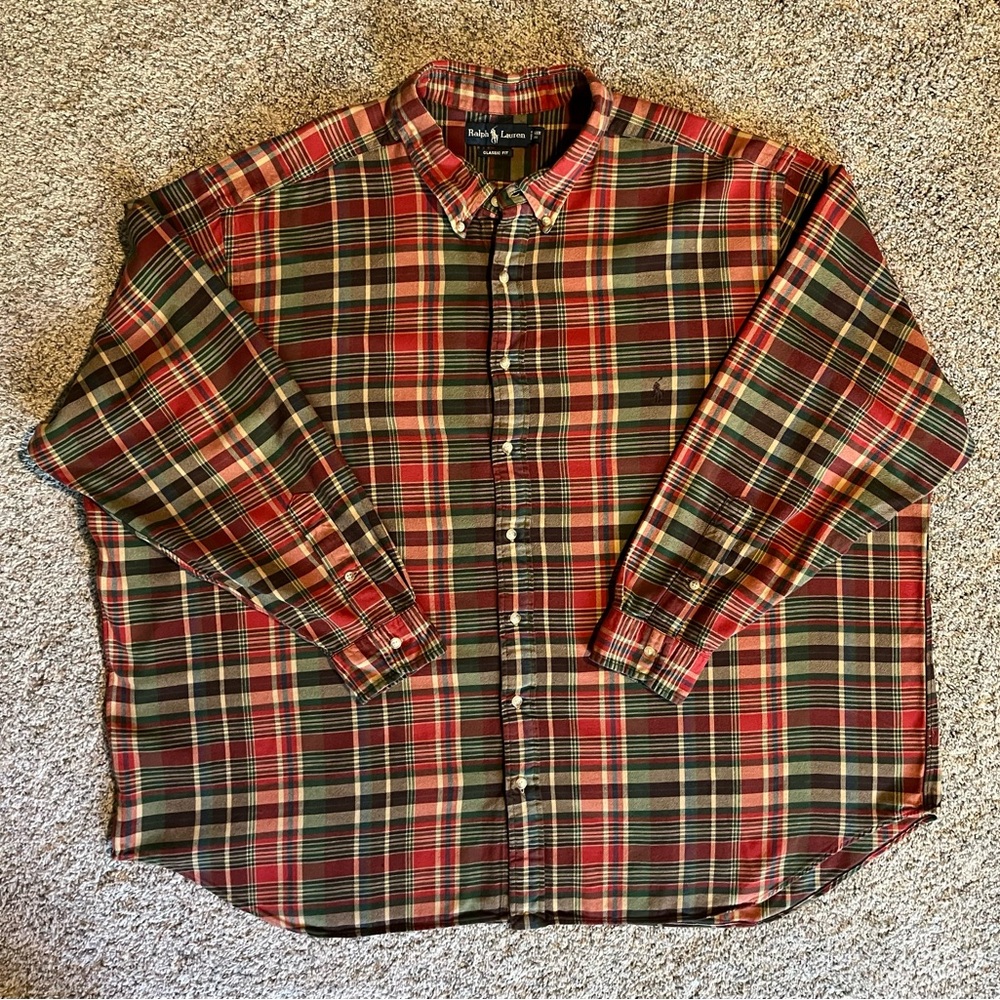 Ralph Lauren Men’s Harvest Plaid Button Down Long Sleeve Fall 4XB Classic Fit